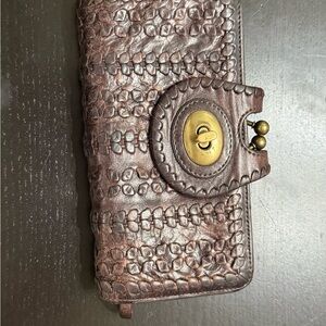 Lockheart Brown Textured leather Clutch Wallet